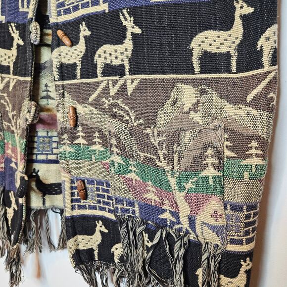 SGDN Same Game DIfferent Name VTG Nordic Fairisle vest sz 2X fringe - Picture 6 of 6